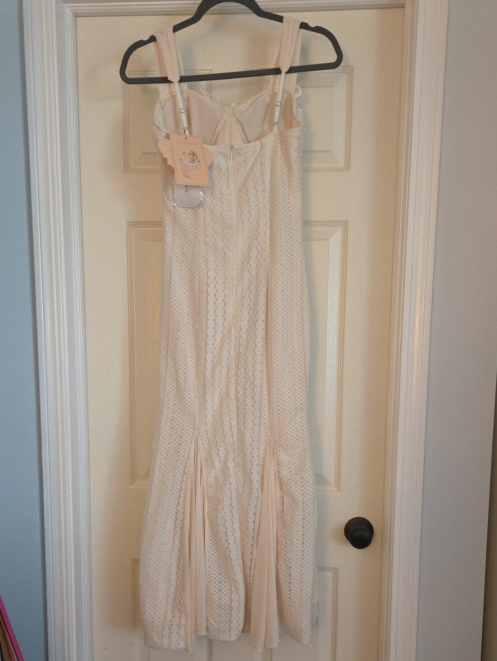 NWT LaceMade Siren's Song Mermaid Long Lace Dress Pearl Beads Shells Cream Small - Picture 6 of 16